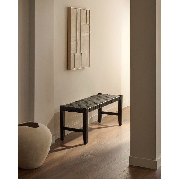 Čierna kožená lavica Calixta – Kave Home-image-1