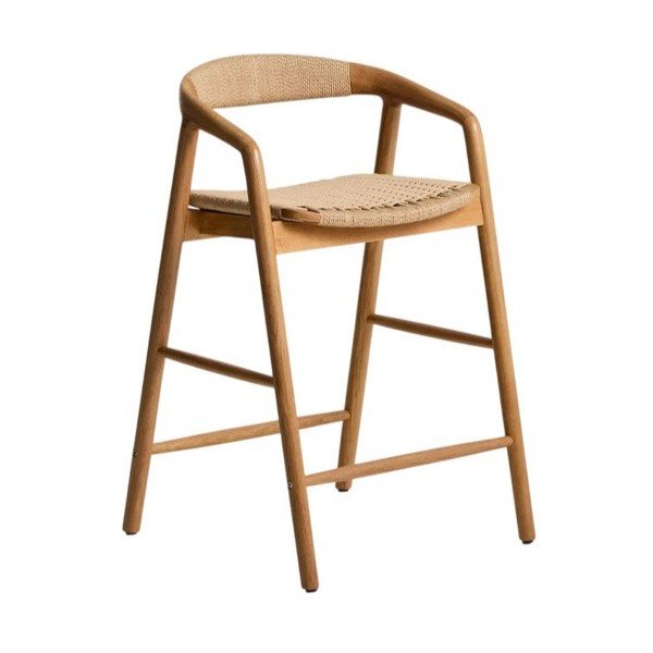 Barová stolička s podrúčkami z dubového dreva v prírodnej farbe (výška sedadla 65 cm) Derile – Kave Home