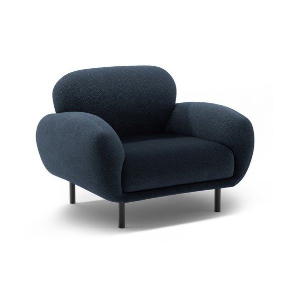 Tmavomodré kreslo z textílie buklé Poppy – Micadoni 