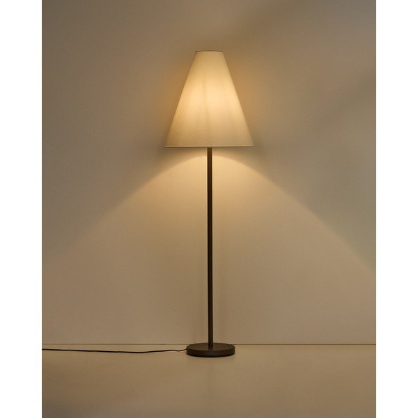 Hnedá stojacia lampa s textilným tienidlom (výška  153 cm) Navat – Kave Home-image-1