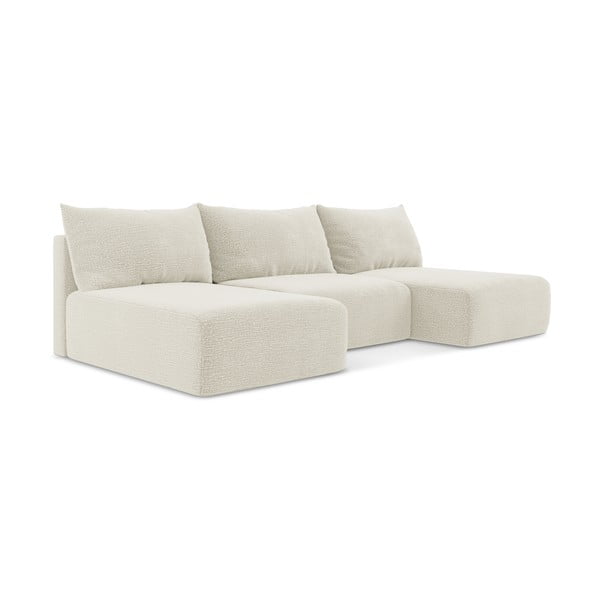 Krémovobiela rozkladacia/s úložným priestorom rohová pohovka Kalena – Makamii-image-1