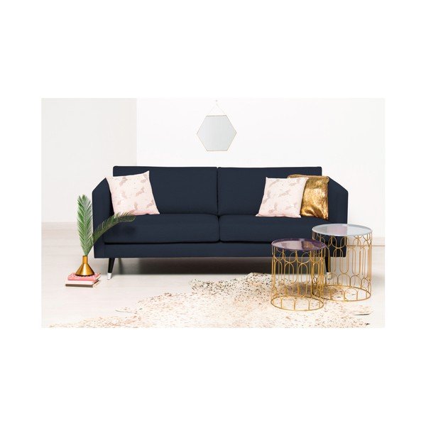 Námornícka modrá trojmiestna pohovka s nohami v striebornej farbe Vivonita Meyer-image-2