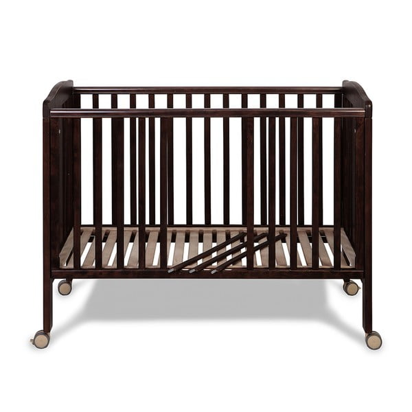 Tmavohnedá postieľka na kolieskách s polohovateľnou bočnicou YappyKids Qu, 120 × 60 cm-image-2