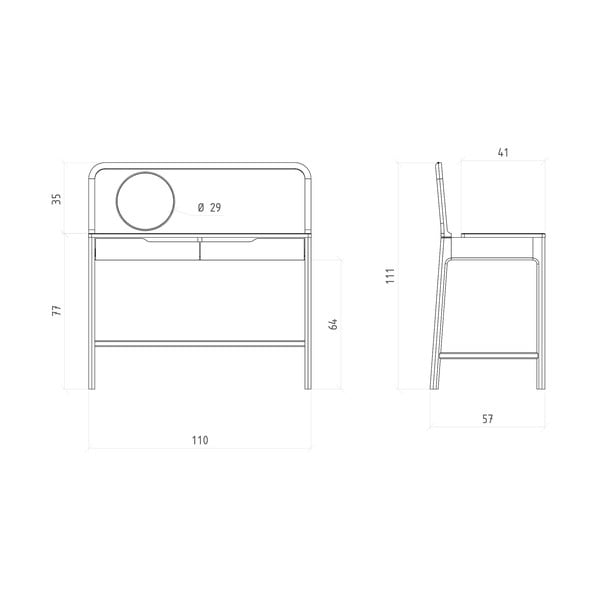 Toaletný stolík z dubového dreva 57x110 cm Twig – The Beds-image-4