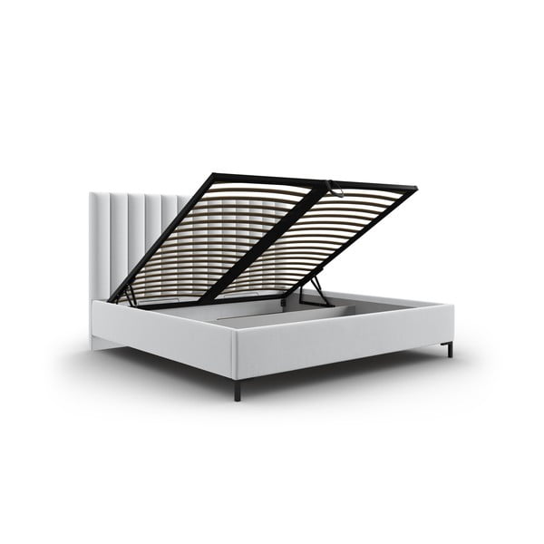 Svetlosivá čalúnená dvojlôžková posteľ s úložným priestorom s roštom 160x200 cm Casey – Mazzini Beds-image-3