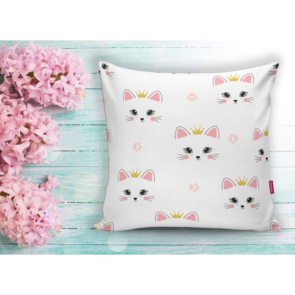 Detská obliečka na vankúš 43x43 cm White Pink Cat – Mila Home-image-1
