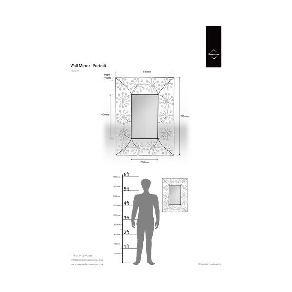 Nástenné zrkadlo 56x70 cm Floret – Premier Housewares-image-1