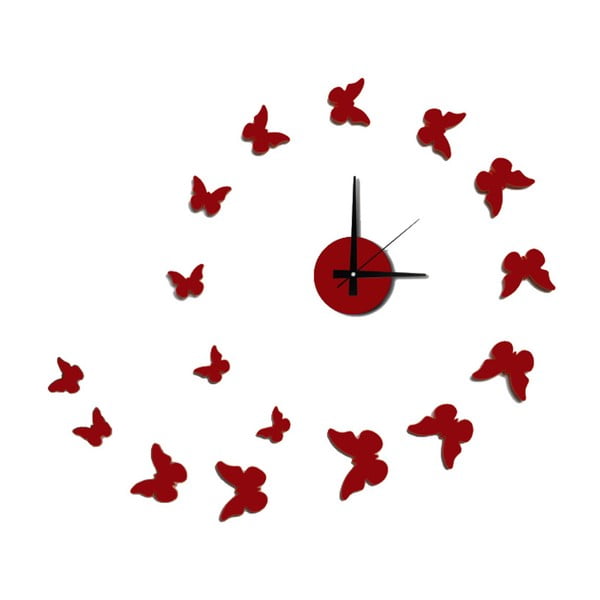 Nástenné nalepovacie hodiny Mauro Ferretti Butterflies Red, ⌀ 60 cm