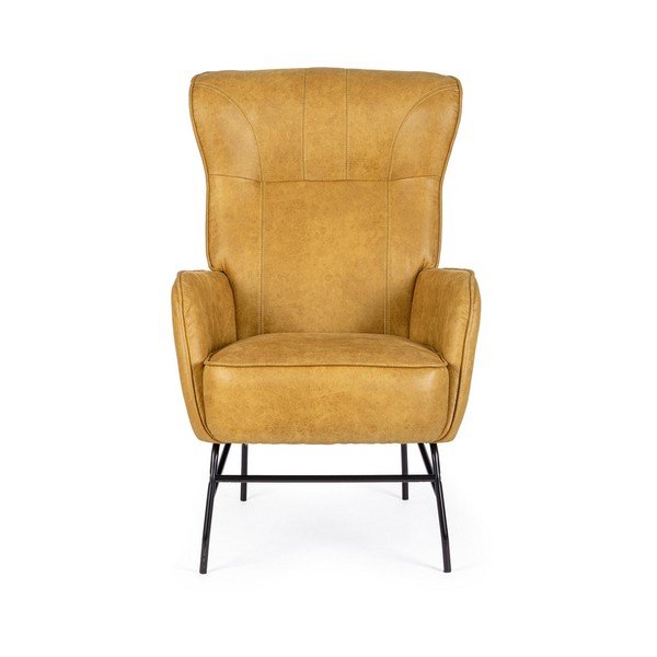 Kreslo z imitácie kože v horčicovej farbe Nasira – Bizzotto-image-2