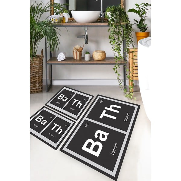 Čierne kúpeľňové predložky v súprave 3 ks 60x100 cm Barium – Foutastic-image-1