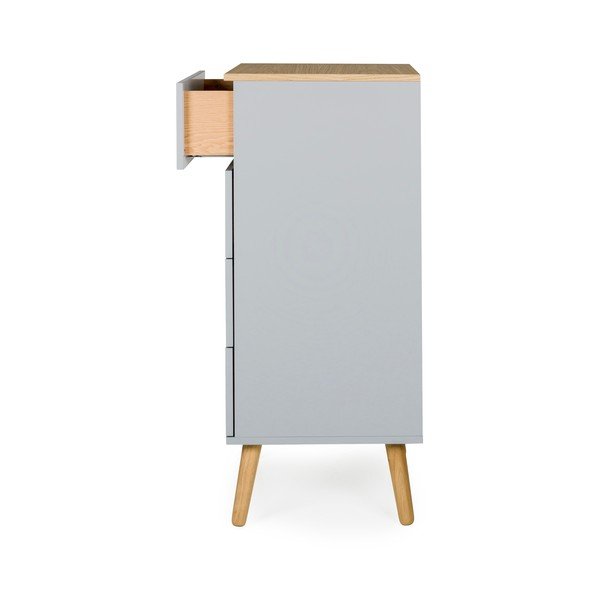 Sivá skrinka s detailmi v dekore dubového dreva Tenzo Dot, šírka 55 cm-image-4