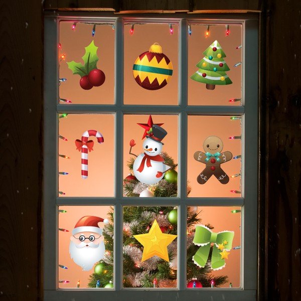 Sada 9 vianočných samolepiek Ambiance Santa Claus and Snowmen-image-2
