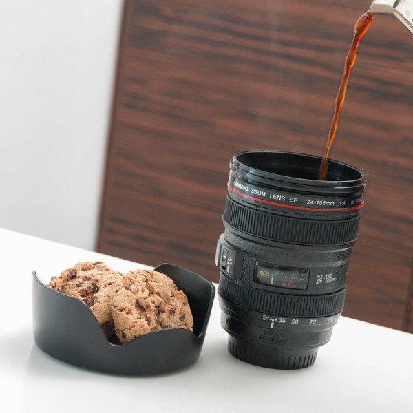 Čierny multifunkčný cestovný hrnček InnovaGoods Lens, 400 ml-image-1
