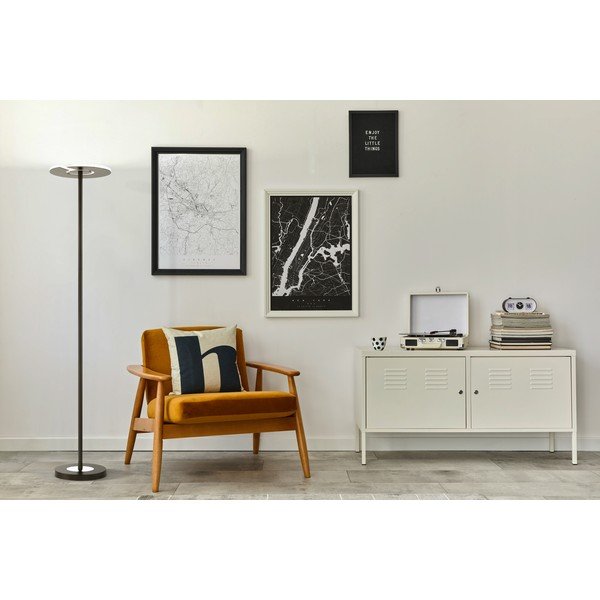 Čierna LED stmievateľná stojacia lampa so skleneným tienidlom (výška 180 cm) Dent – ​​Fischer & Honsel-image-1
