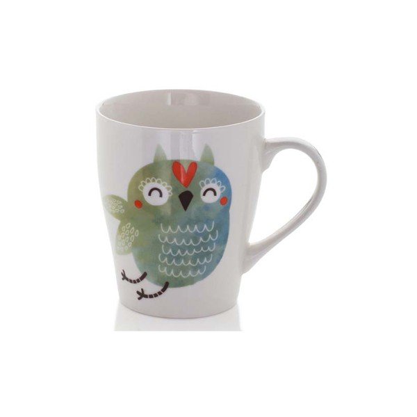 Biely hrnček z kostného porcelánu s motívom sovy Sabichi Titch, 325 ml