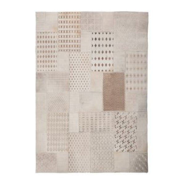 Biely kožený koberec Ray,120x170cm