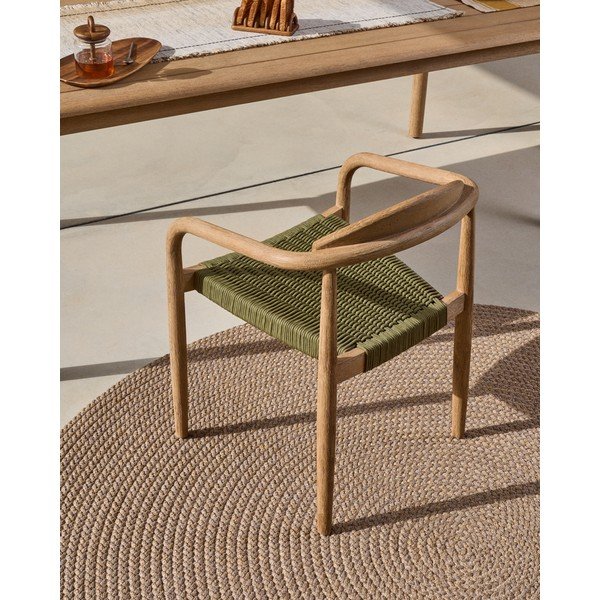 Zelené/v prírodnej farbe drevené jedálenské kreslo Nina – Kave Home-image-1