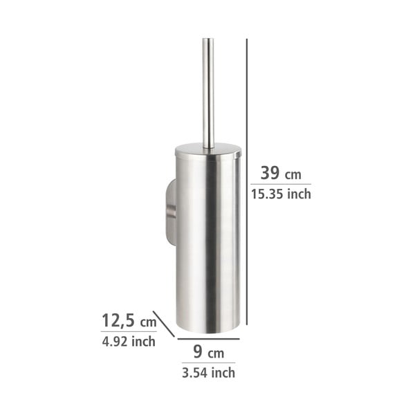 Samodržiaca WC kefa z nehrdzavejúcej ocele v matne striebornej farbe Orea – Wenko-image-2