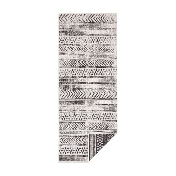 Čierno-krémový vonkajší koberec NORTHRUGS Biri, 80 x 350 cm
