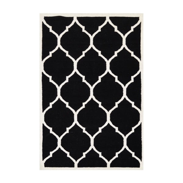 Čierny vlnený koberec Bakero Lara, 90 × 60 cm