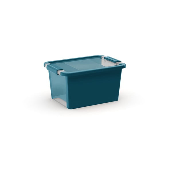 Plastový úložný box s vekom v petrolejovej farbe 36,5x26x19 cm Bi-Box – KIS