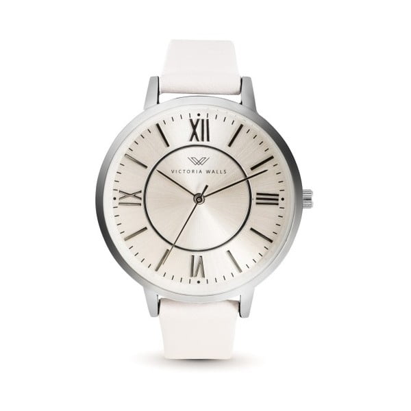 Dámske hodinky s bielym koženým remienkom Victoria Walls Classy