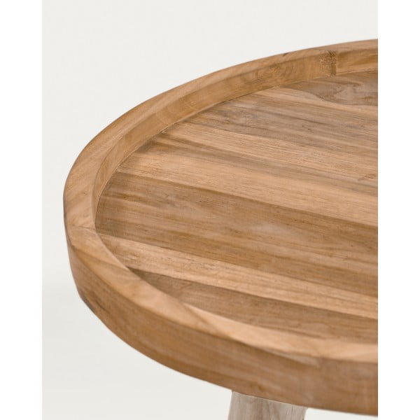 Okrúhly konferenčný stolík z tíkového dreva v prírodnej farbe ø 55 cm Glenda – Kave Home-image-2