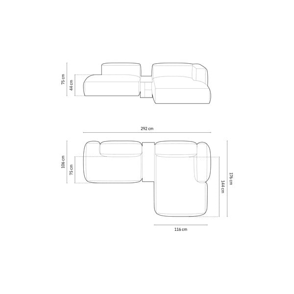 Tmavomodrá modulárna rohová pohovka (pravý roh) Martina – Micadoni Home-image-4