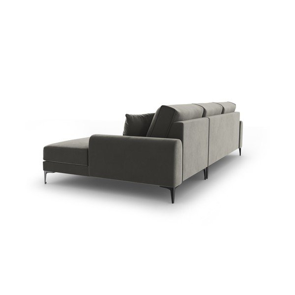 Svetlosivá zamatová rohová pohovka Mazzini Sofas Madara, pravý roh-image-3