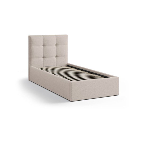 Svetlohnedá čalúnená jednolôžková posteľ s úložným priestorom s roštom 90x200 cm Phaedra – Micadoni -image-2