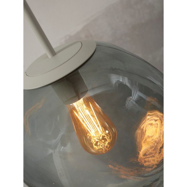 Sivé závesné svietidlo so skleneným tienidlom ø 12 cm Helsinki – it's about RoMi-image-4