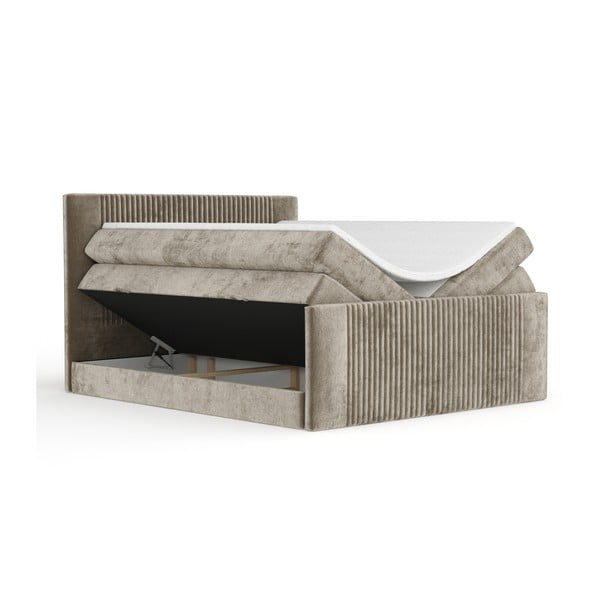 Svetlohnedá boxspring posteľ s úložným priestorom 180x200 cm Bergamo – Maison de Rêve-image-2