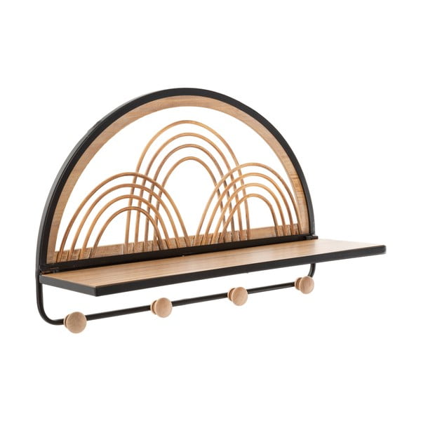 Kovový nástenný vešiak s poličkou v čierno-prírodnej farbe Oporto - Mauro Ferretti-image-2