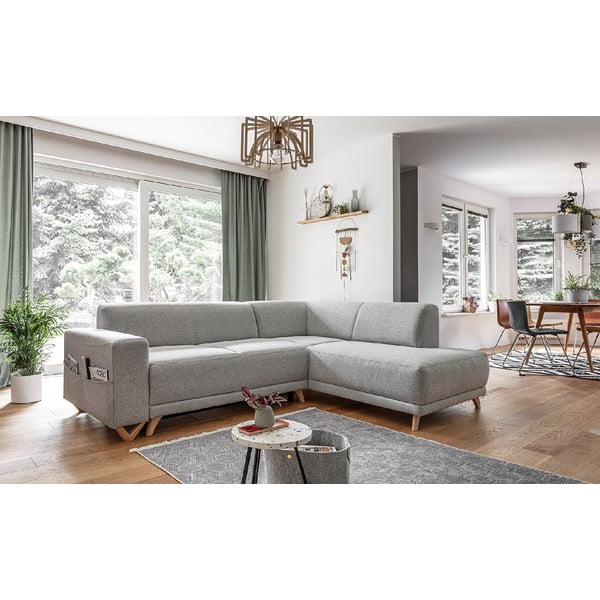 Svetlosivá rozkladacia/s úložným priestorom rohová pohovka (pravý roh/do L) Classy Sophie – Miuform-image-3