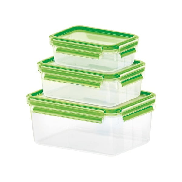 Sada 3 krabiček na jídlo Clip&Close Light Green. 0,55+1+2,3 l