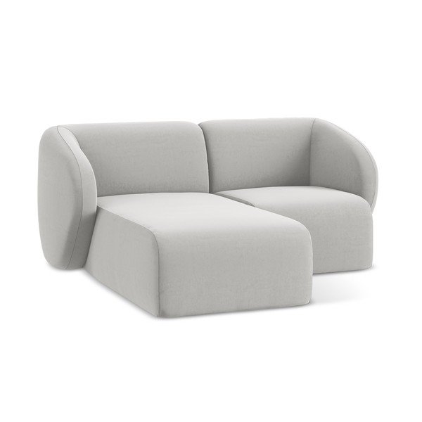 Svetlosivá zamatová rohová pohovka (ľavý roh/s leňoškou) Lani – Makamii-image-4