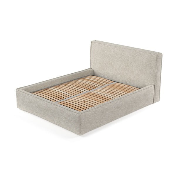 Svetlosivá čalúnená dvojlôžková posteľ s úložným priestorom s roštom 160x200 cm Lounge L – Maison de Rêve-image-3