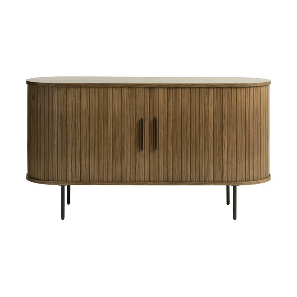 Hnedá nízka komoda v dekore duba 140x76 cm Nola – Unique Furniture