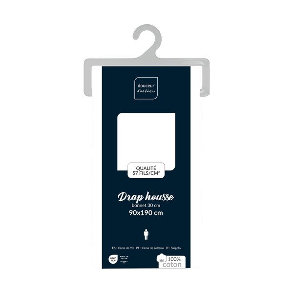 Biela napínacia bavlnená plachta 90x190 cm Lina – douceur d'intérieur-image-4