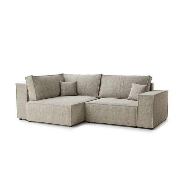 Béžová ženilková rozkladacia/s úložným priestorom rohová pohovka (ľavý roh/do L) Tonga – Maison de Rêve