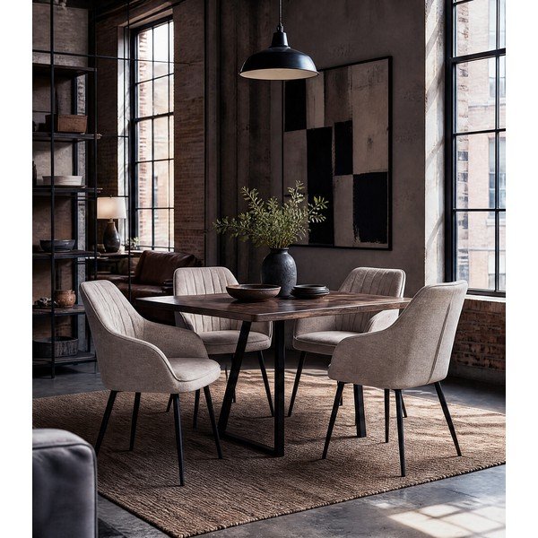 Béžové čalúnené jedálenské kreslo s podrúčkami Nolan – Unique Furniture-image-1