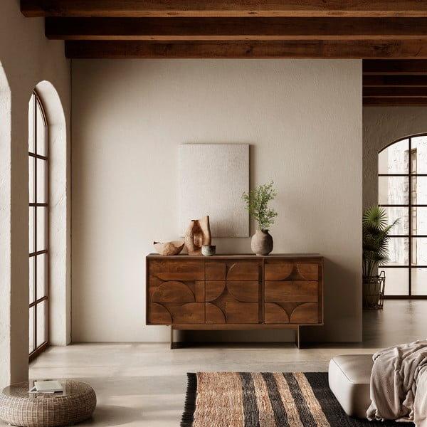 Hnedá komoda z mangového dreva 145x76x40 cm Trisha – MOME-image-1