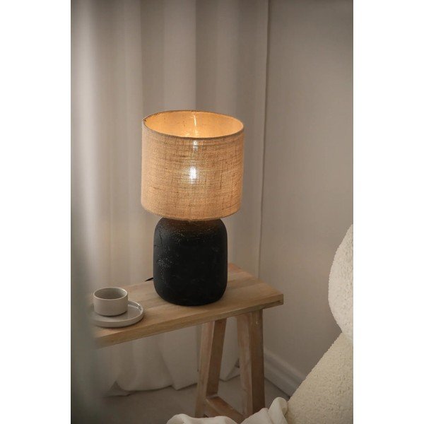 Stolová lampa s tienidlom z juty v čierno-prírodnej farbe (výška 45 cm) Montagna – Markslöjd-image-1