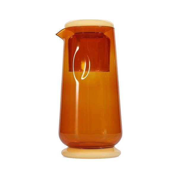 Jantárová sklenená karafa s pohárom v súprave 1,4 l Marlo – ONA-image-3