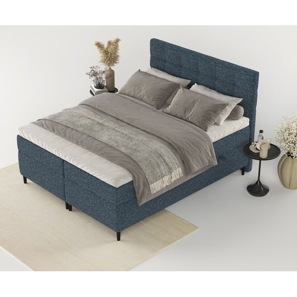 Tmavomodrá boxspring posteľ s úložným priestorom 180x200 cm Urbaneo – Maison de Rêve-image-3