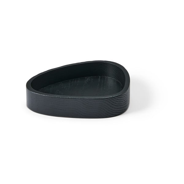 Čierny dekoratívny drevený úložný box 14x12,5x3 cm Curve S – LIND DNA