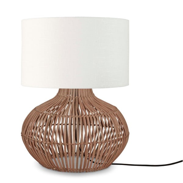 Stolová lampa s textilným tienidlom v bielo-prírodnej farbe (výška 48 cm) Kalahari – Good&amp;Mojo