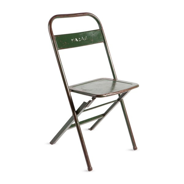 Zelená kovová skladacia stolička s patinou RGE Mash