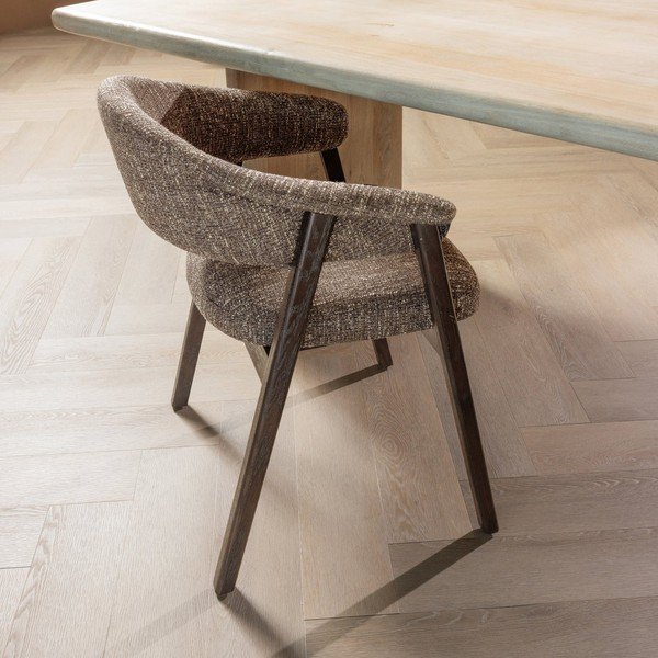 Hnedá čalúnená jedálenská stolička s podrúčkami Tunar – WOOOD-image-1