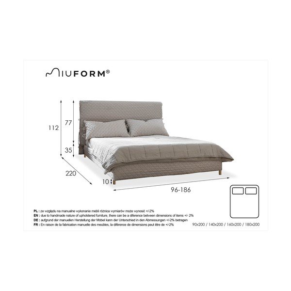 Čierna čalúnená dvojlôžková posteľ s roštom 140x200 cm Sleepy Luna – Miuform-image-4